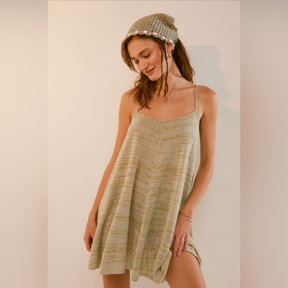 Free People Romera Sweater Tunic in Green Tea Combo size Medium NWT